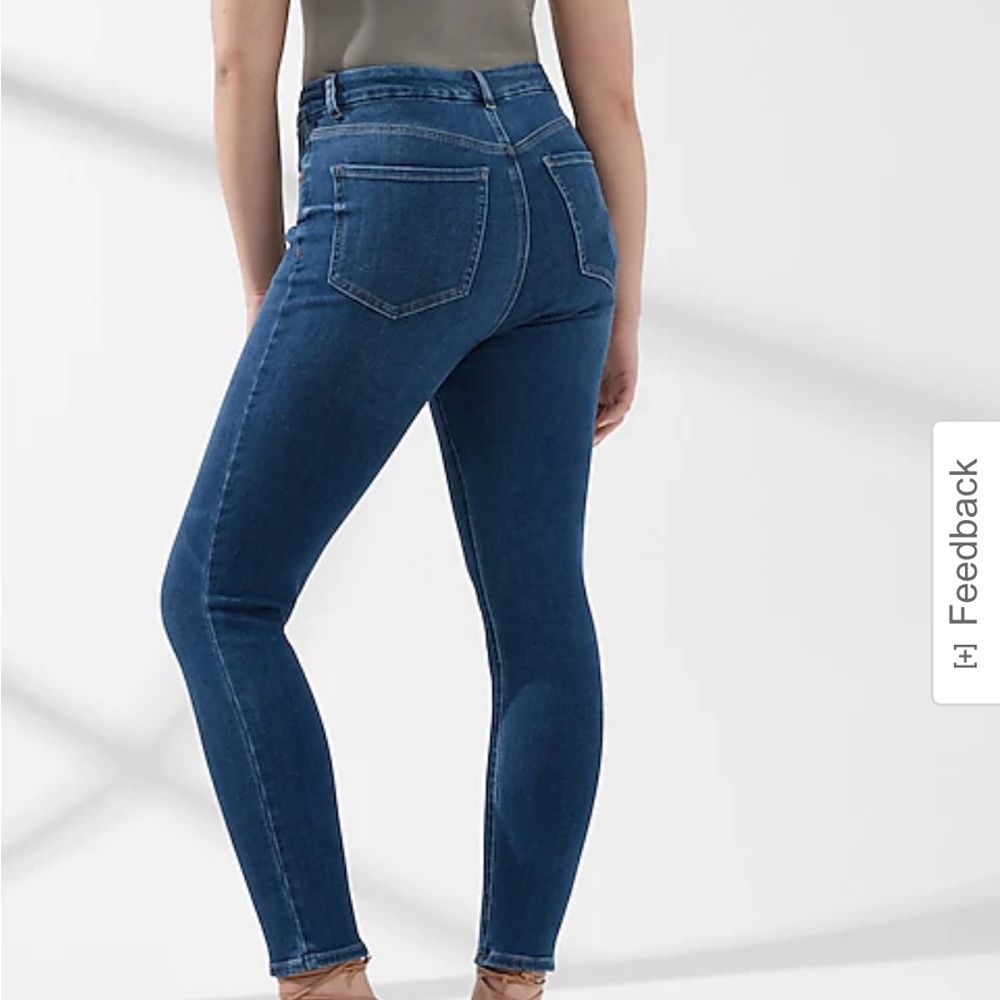 Express FlexX High waisted, medium wash, skinny jeans. Size M